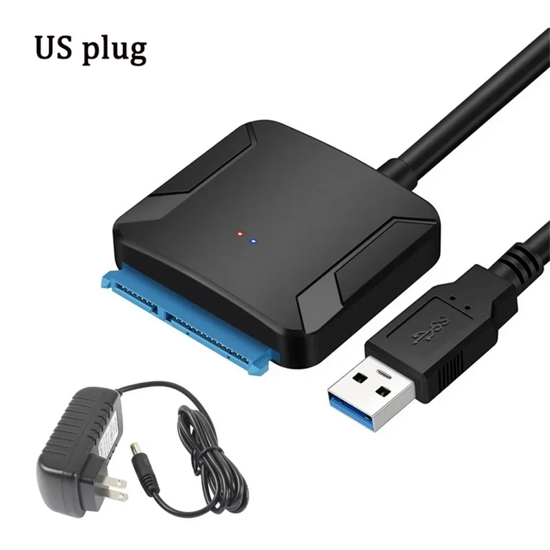 USB 3.0 to SATA Cable SATA III Hard Drive Adapter Converter for 2.5" 3.5" SSD HDD Hard Drive Disk with 12V/2A Power Adapter