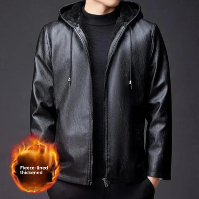 Winter High-end Men's Hooded Leather Jacket | SAMAG