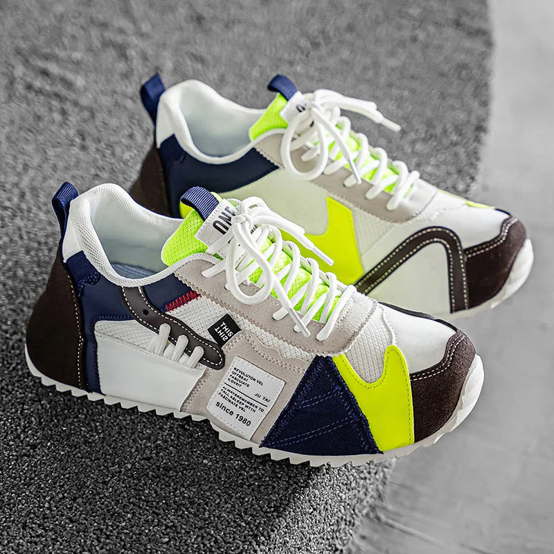 Men's Fashionable Casual Running Shoes Spring New Thick-Soled Height-Increasing Personality Street Outdoor Tennis Training Shoes
