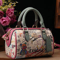 Luxury and Vintage Handheld Boston Bag with Fashion Cartoon Graffiti and premium Leather 2026 Women's Newly Trendy Crossbody Bag