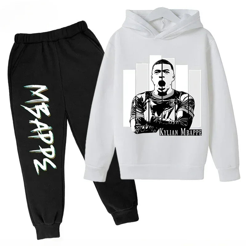 Spring Autumn Children's Hoodie Set Mbappe Print | SAMAG