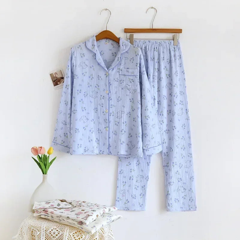 New Large Size Pajamas Women Cotton Crepe Home Service | SAMAG