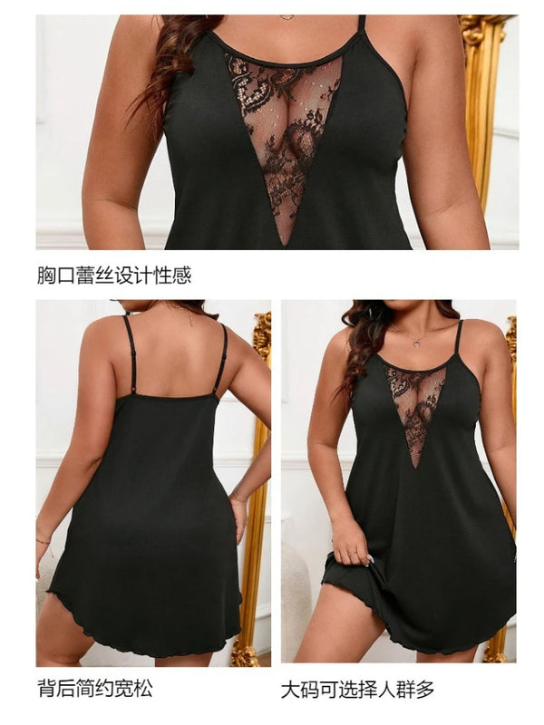 XL-5XL Plus Size Pajamas for Women Sexy Lace Deep V Neck | SAMAG