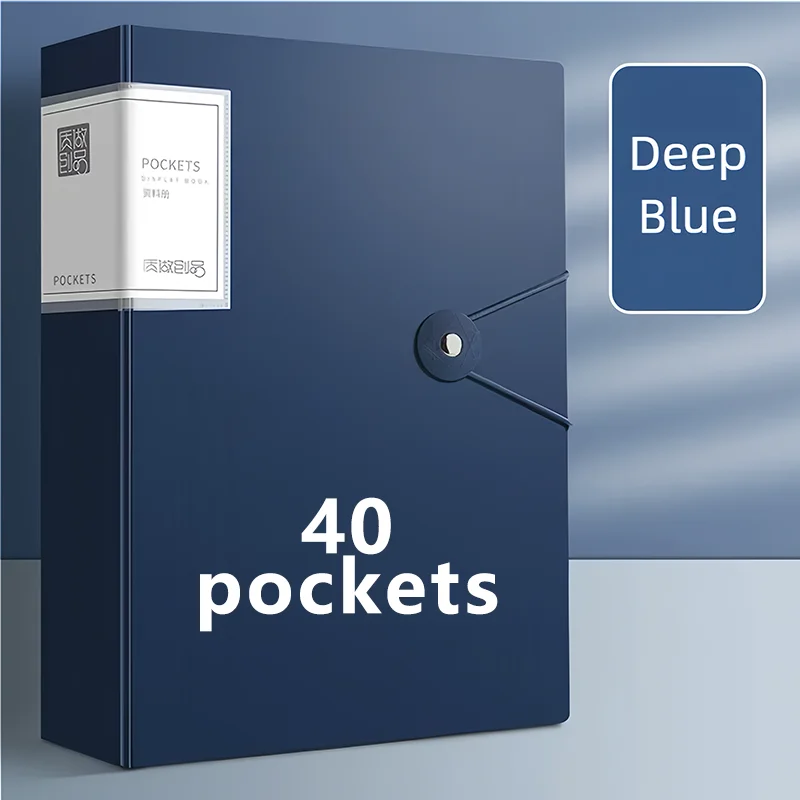 A4 Display Paper File Folder 40/60/100 Pockets Document Organizer with Snap Closure Office School Stationery