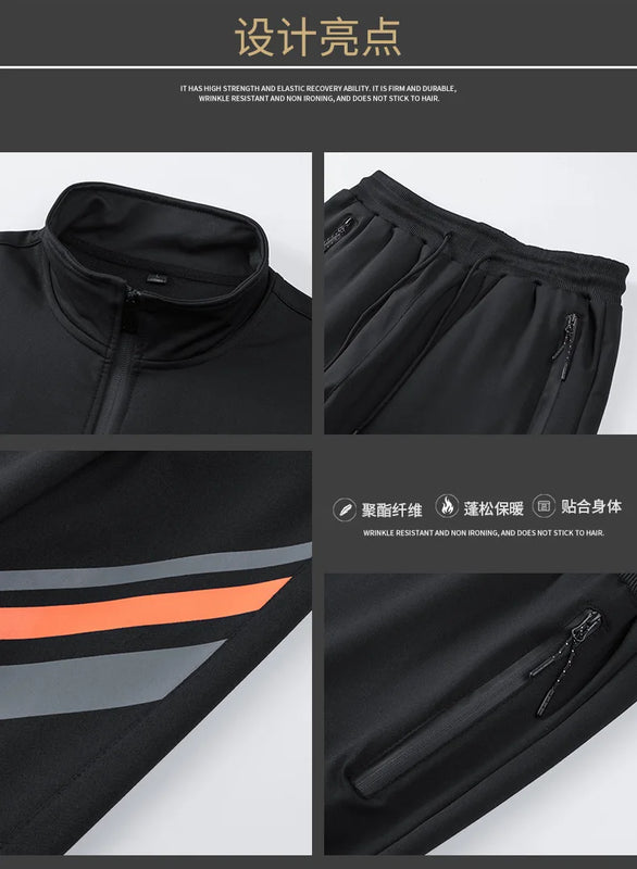 Men's Sports Two - piece Casual Spring And Autumn Long Sleeve Cardigan Sweatshirt Trousers Outdoor Suit - View 2 | SAMAG