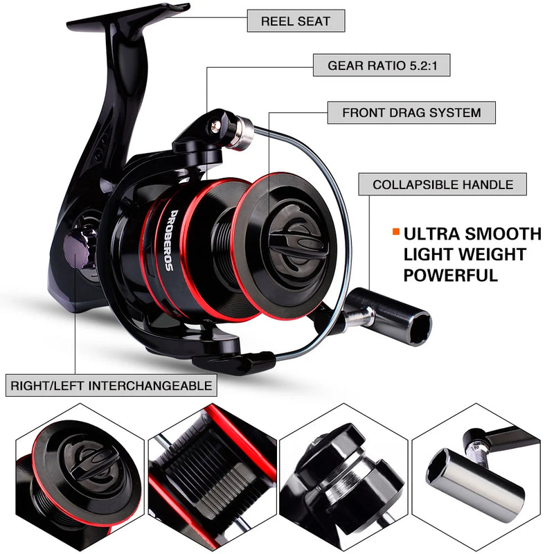 Proberos Fishing Pole Set Full Kits With Telescopic Fishing Rod And Spinning Reel Baits Hooks Travel Pole Set