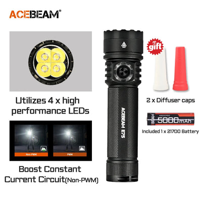 ACEBEAM E75 Quad - Core LED Flashlight USB C Rechargeable | SAMAG