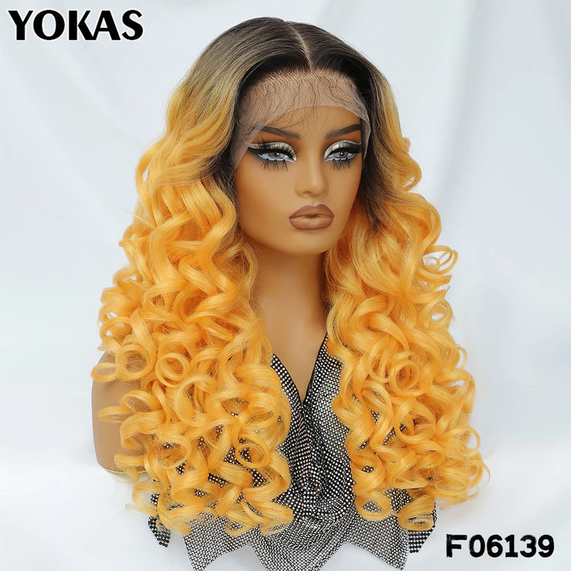 24 Inch Synthetic Lace Front Wigs For Black Women Curly Afro Lace Wigs for Afro Women Chocolate Brown Lace Front Wigs For Woman