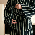 Retro Plaid Cotton Bathrobe Super Soft Absortion Hooded Loose Bath Robe Coat Towel V Neck Warm Sleepwear Robes Women Homewear