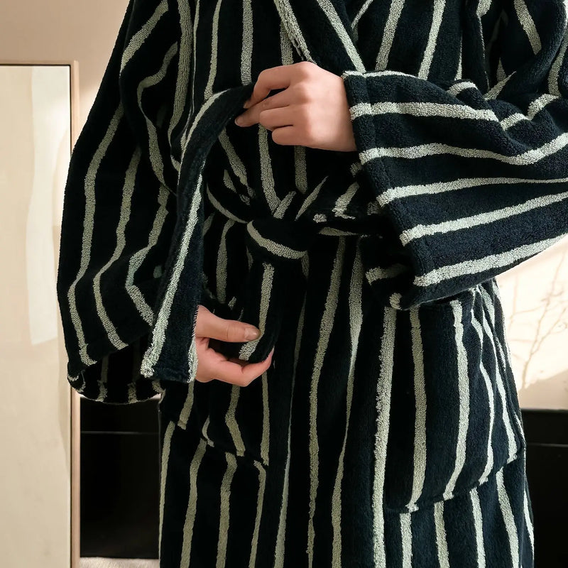 Retro Plaid Cotton Bathrobe Super Soft Absortion Hooded Loose Bath Robe Coat Towel V Neck Warm Sleepwear Robes Women Homewear