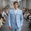 Linen Summer Three Pieces Safari Suit Separates Blazer with Vest Pants for Men Wedding Groom Tuxedo Terno Masculino Men Suit Set