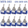 10PCS MTS-102 103 202 203 3Pins 6 Pins Mini Toggle Switch For Switching Lamp Light ON-OFF-ON /ON-ON Switch 6A 125VAC