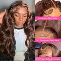 220% Density Chocolate Brown Body Wave Lace Front Human Hair Wig 13x4 13x6 HD Transparent Lace Frontal #4 Colored Wigs For Women