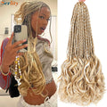 14 18 24 Inch French Curl Crochet Braids 1B 30 27 33 350 613 Bug 12 Colors Ombre Pre Braided Box Braids Crochet French Curl Hair