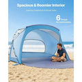 Beach Tent Sun Shelter For 6 Person, UPF 50+ Protection | SAMAG