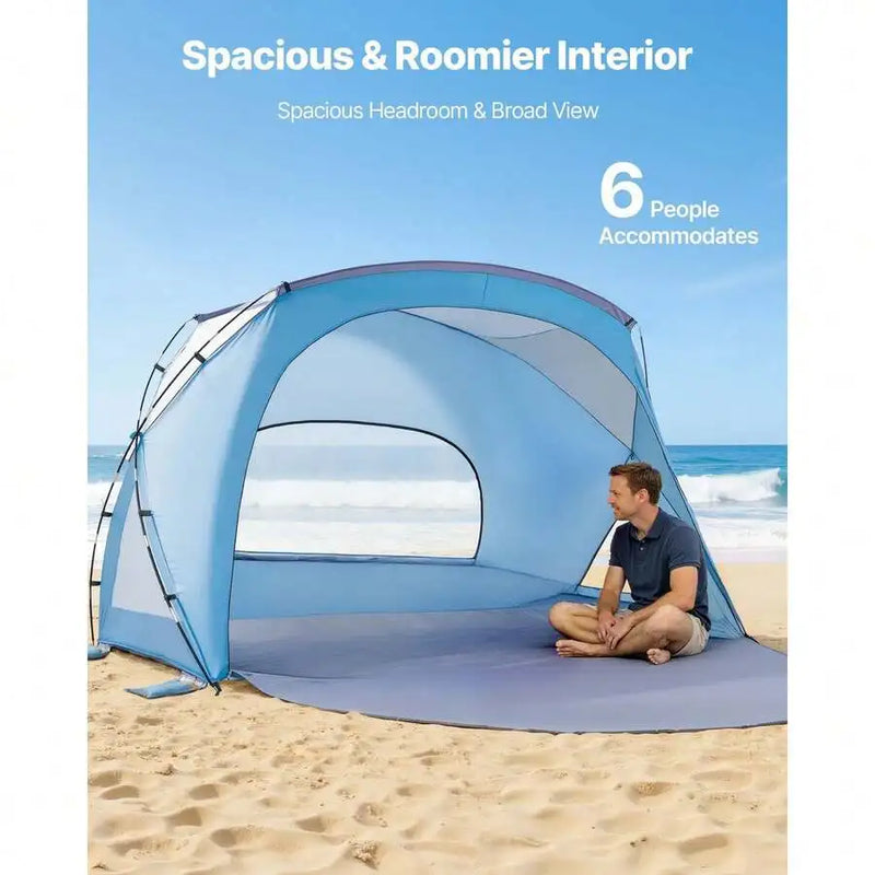 Beach Tent Sun Shelter For 6 Person, UPF 50+ Protection | SAMAG