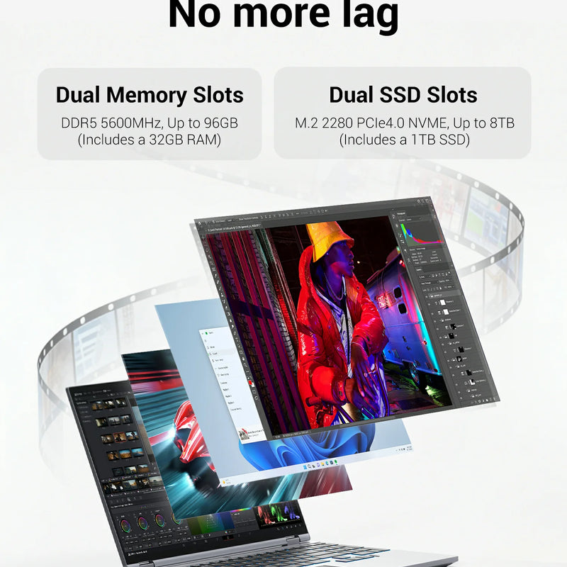 MECHREVO Forza 15X Pro 15.3" Laptop AMD Ryzen 7 H255 8C/16T DDR5 32GB RAM PCIe4 1TB SSD WiFi6 BT5.2 USB4 2.5K 120Hz Screen Windows11 Desktop Computer