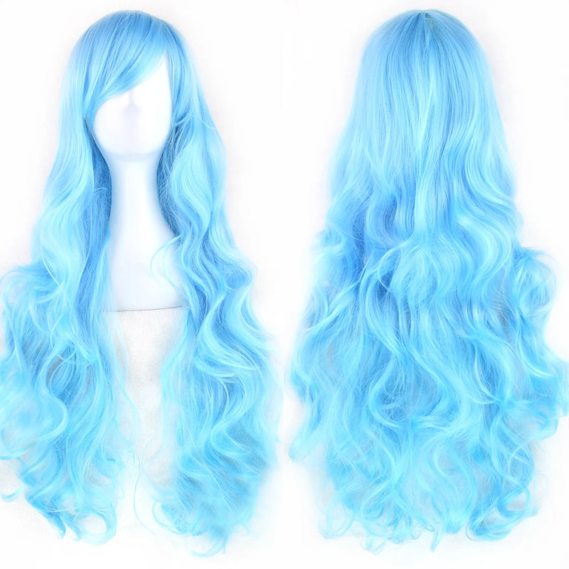 Soowee Curly Long Synthetic Hair Green Wig Hairpiece Pink Black Party Hair Cosplay Wigs for Women