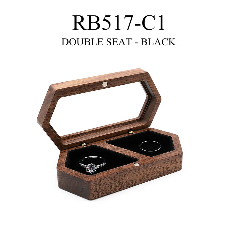 Ring Box Jewelry Storage Engagement Wedding Ceremony Ring Customize Proposal Ring Rustic Wedding Gift for Girl Walnut Wood