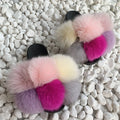 Fur Slides Factory Supply Mixed Color Pom Pom Six Balls Fox Fur Multi-Color Fluffy Fur Slippers For Women