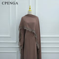 Luxury Dubai Abaya Detachable Lace Shawl Modest Muslim | SAMAG