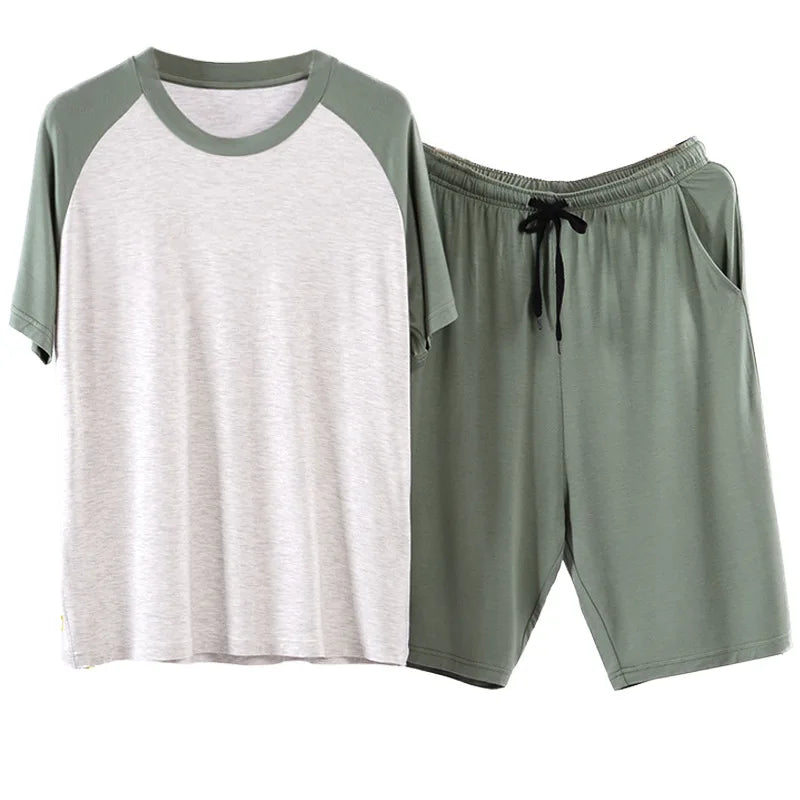 Sleepwear Summer Pajamas Men's Set Home Wear Adult Spring Lightweight Loose Short-sleeved Shorts 2pcs Casual Underwear