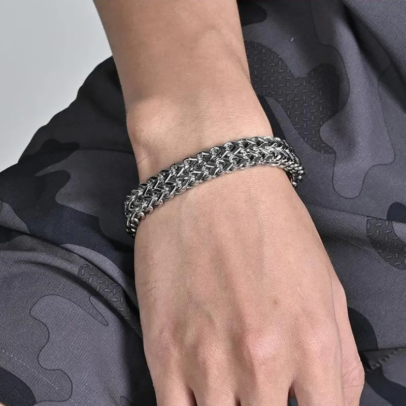 HNSP 10MM Stainless Steel Bracelet For Men Jewelry Hidden Locks Hand Chain 19/21/23CM Size Accessories - Visuel 2 | SAMAG