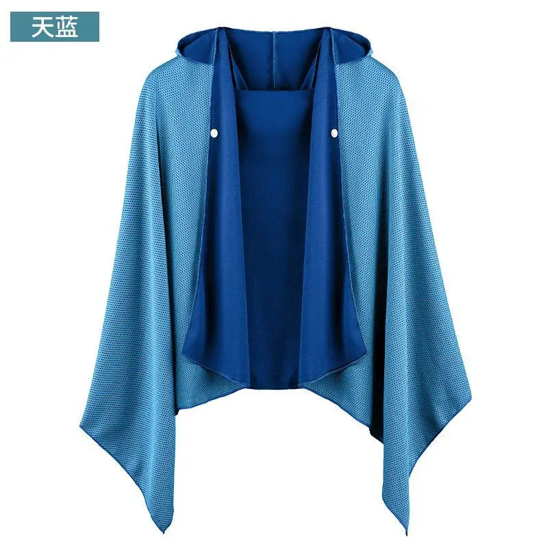 Cool Feeling Hooded Cape Ice Silk Quick Dry Breathable Beach Towel Absorbent Sun Protection Shawl Outdoor Sports Lightweight New