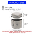 Widesea Ultralight Titanium Camping Pot 1100ml Foldable Handle Portable Outdoor Cookware with Mesh Bag for Backpacking Hiking Tr