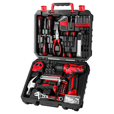 DEKO Drill Set Tool with 8V Red Cordless Home Kit with Hand for Women 126 Piece | SAMAG