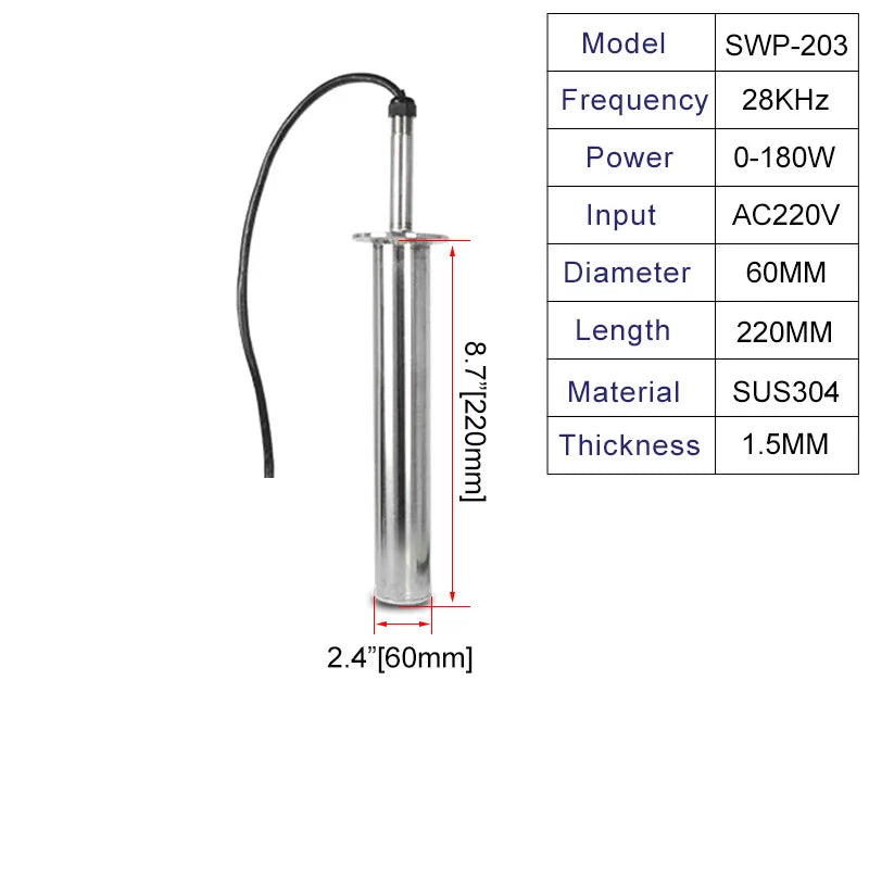 Immersible 28KHz Ultrasonic Transducer Vibrator Rod Ultrasound Vibration Probe Nano Solvent Dispersion Oil Emulsifier Mixer