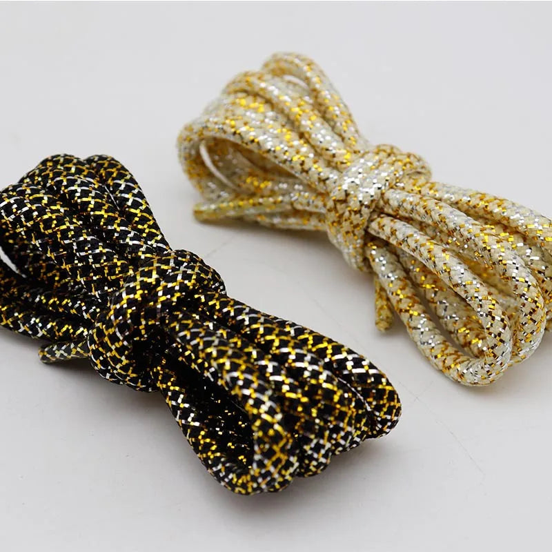 1Pair Luxury Gold Silver wire Round Shoelaces Sneakers Casual Shoe laces Quality Rope Shoelace Shoes Accessories 120/140/160CM