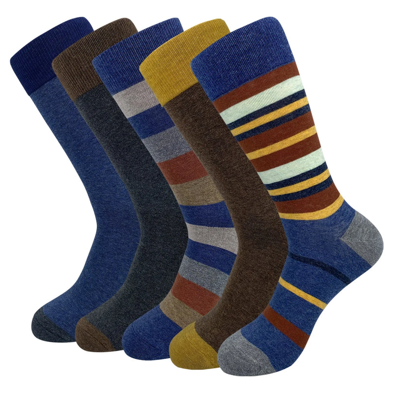 5 Pairs Men's Dress Socks Plus Large Size， Combed Cotton | SAMAG