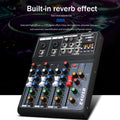 Professional 4-Channel Built-in Bluetooth Reverb Effect Stage Performance Home Mini Sound Mixer Controller