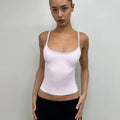 ANK Air Summer Top with Solid Color, Black and White Powder, Wide Shoulder Strap, I-Shaped Tank Top, Women's Sports, Daily Wear