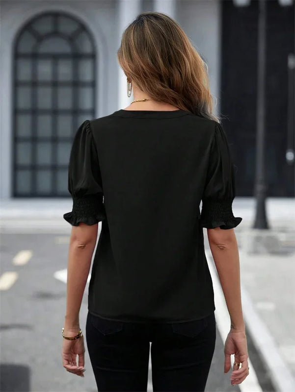 Women Summer Style Blouses Shirts Lady Casual Short Puff - View 5 | SAMAG