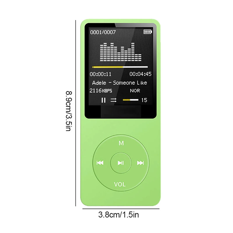 Portable MP3 Player USB Charging Record Digital Display Screen Media Lossless Portable Pocket Sports Running Walking Music Play