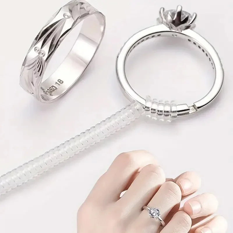 1/4pcs Ring Size Reducer Tools Spiral Spring Based Rings Adjust Invisible Transparent Tightener Resizing Tool Jewelry Guard