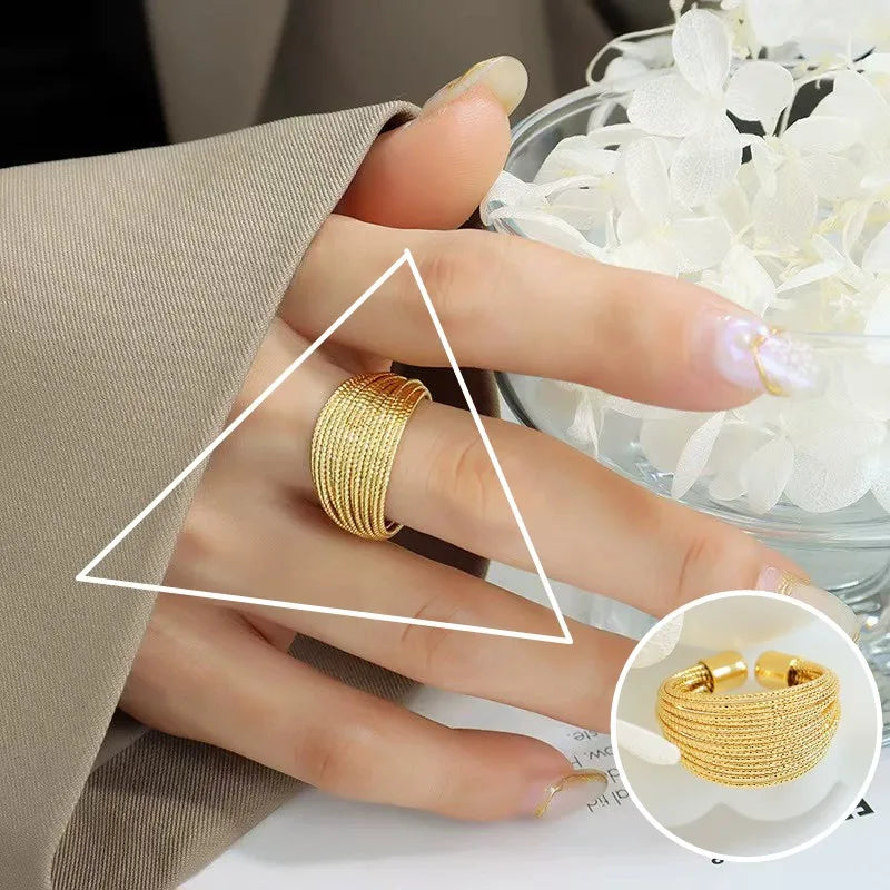 VENTFILLE 925 Sterling Silver Geometric Multilayer Round Bead Ring Female Fashion Punk Temperament - Visuel 20 | SAMAG