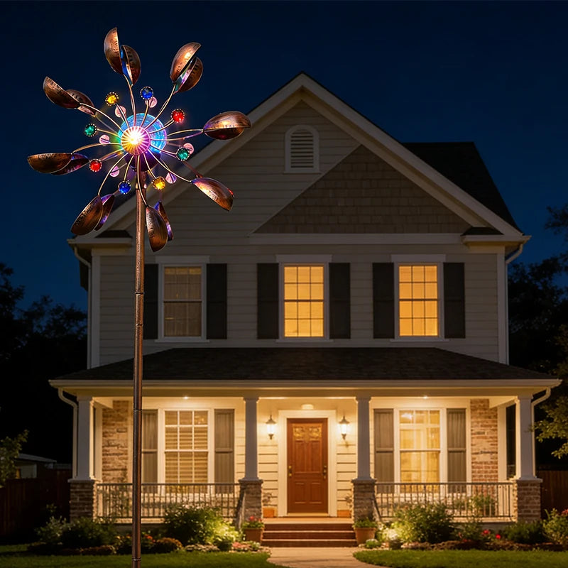 360° Rotating Garden Windmill Wind Chime Outdoor Solar-Powered Windmill Decor Perfect for Backyard Lawns Housewarming Gift