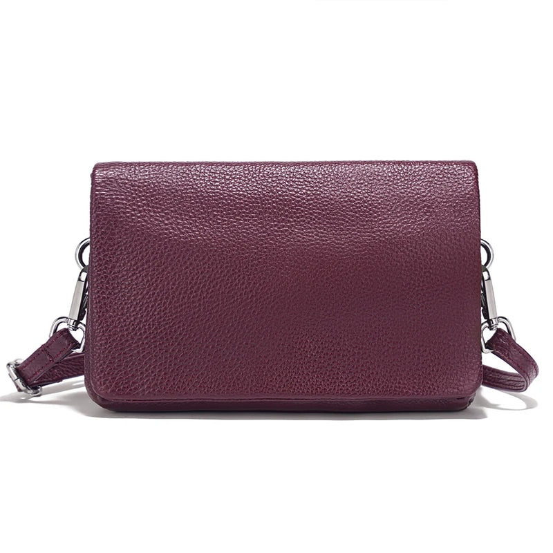Zency New Soft Plain Color Leather Bag Multiple Pockets Women's Bag Genuine Leather Shoulder Crossbody Versatile Commuting Bag
