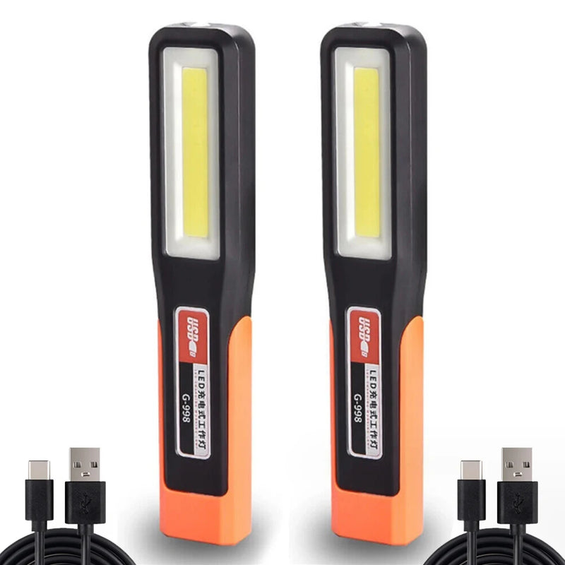 1-10PCS Powerful LED Work Light with Magnet Lighting Flashlight Car Garage Mechanic Lamp USB Charging COB Emergency Warning Ligh