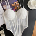 SINGREINY Fashion Solid Corset Lingerie Top Ladies Strap Sheer Mesh Slim Camisole American Retro Backless Beach Sexy Tank Top