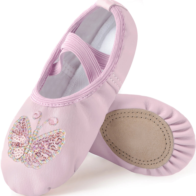 Girls Ballet Leather Shoes  Split-Sole No-Tie Yoga Slippers for Dancing(Toddler/Little Kid/Big Kid)