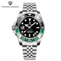 Top PAGANI DESIGN PD1662 Men GMT Automatic Mechanical Watch Black Ceramic Bezel Sapphire Glass 100M Waterproof Jubilee Stainless Steel Bracelet Sports Diver Wristwatch Reloj Hombre+gift box