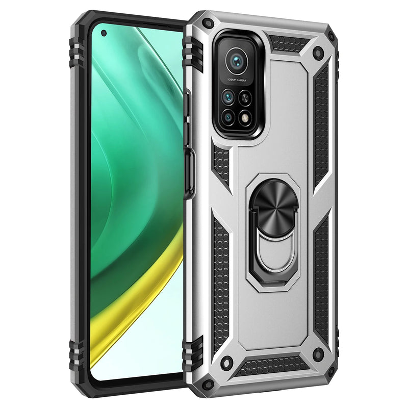 For Xiaomi Mi 10T Mi10T Lite Luxury Armor Shockproof Phone Cases for Mi 11T 12T 13 Pro Car Magnetic Ring Silicone Bumper Case