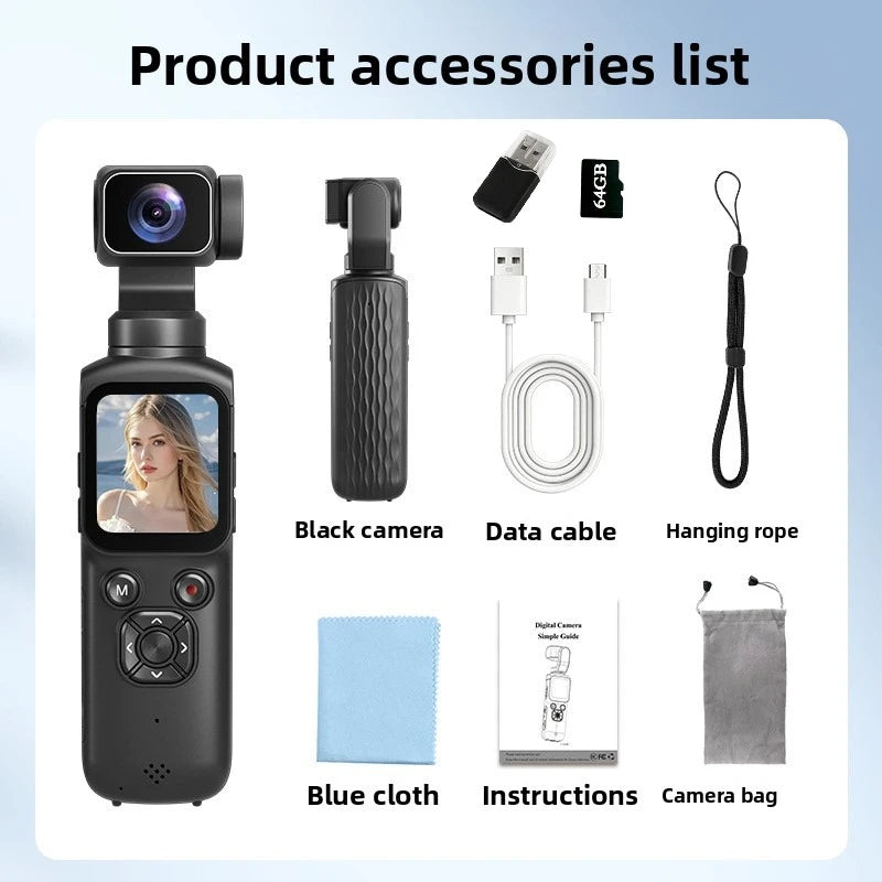 4K WiFi Vlogging Camera 1.72" Touchscreen Mini DV Camcorder Portable Video Recorder for Sport Bike Travel Police Law Enforcement