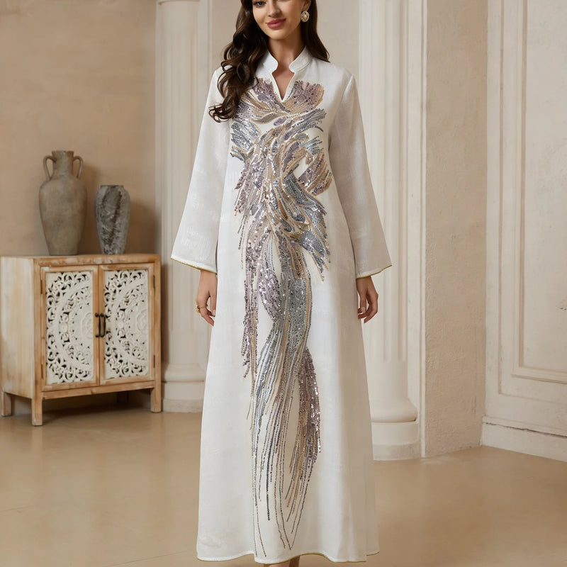 Zahraa Dubai Sequins Embroidery Luxury Woman Evening | SAMAG