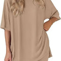 2026women's New Fashion Trend Basic High-quality Casual Round Neck Slit Loose Casual and Comfortable Women's Two-piece Home Suit