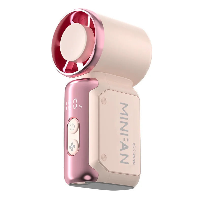 Portable Mini Handheld Cold Compress Fan 199 Speed Adjustable Digital Display Turbo Bladeless Fan USB Rechargeable Cooling Fan